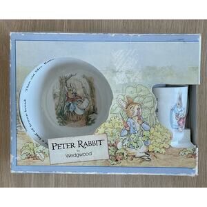 Vintage 1991 Peter Rabbit 3 Piece Children's Porcelain Mug, Bowl and Plate